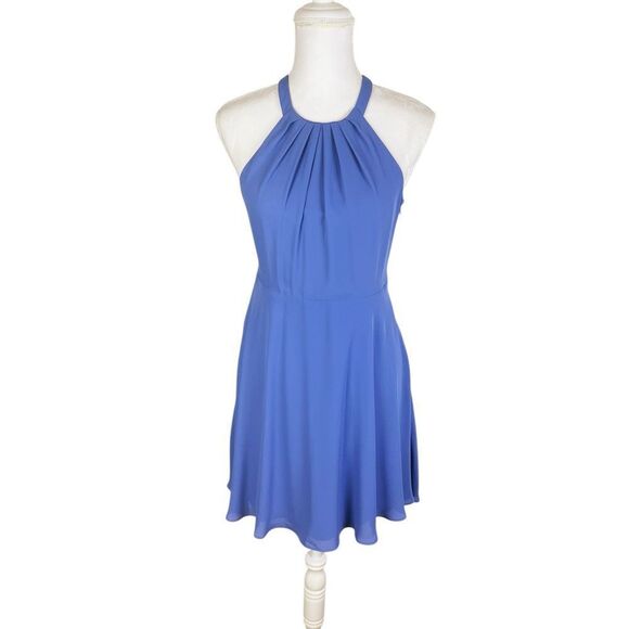 Express Dresses & Skirts - Express Periwinkle Blue High Neck Fit & Flare Sleeveless Cocktail Dress Size 6